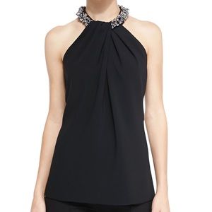 Carmen Marc Valco Beaded Neck Top Size 10